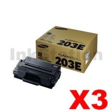 3 x Genuine Samsung SLM3820 / SLM3870 / SLM4020 / SLM4070 (MLT-D203E 203E) Extra High Yield Black Toner SU887A - 10,000 pages