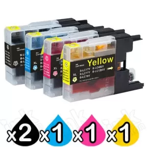 5 Pack Compatible Brother LC73/LC77XL High Yield Ink Cartridge [2BK,1C,1M,1Y]