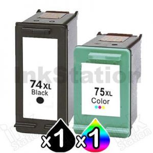 Hp 2 Pack 74xl 75xl Compatible Inkjet Cartridges Cb336wa Cb338wa 1bk 1cl Ink Cartridges Ink Station