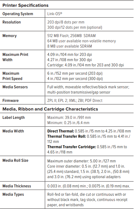 ZEBRA ZD421 Direct Thermal Desktop Label Printer 203dpi Bluetooth /USB  MOD-SLOT (ZD4A042-D0PM00EZ) InkStation