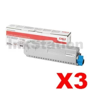 3 x OKI C834 Genuine Black Toner Cartridge 46861312 - 10,000 pages