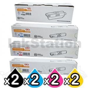 2 Sets of Genuine OKI C510,C530,MC561 Toner Cartridges (44469806-44469727)
