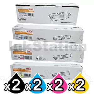 2 Sets of Genuine OKI C510,C530,MC561 Toner Cartridges (44469806-44469727)