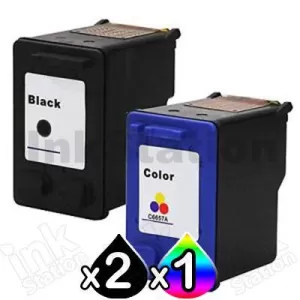 3 Pack HP 60XL Compatible Inkjet Cartridges CC641WA + CC644WA [2BK,1CL]