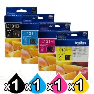 4-Pack Genuine Brother LC-131 Ink Cartridge Combo [1BK+1C+1M+1Y]