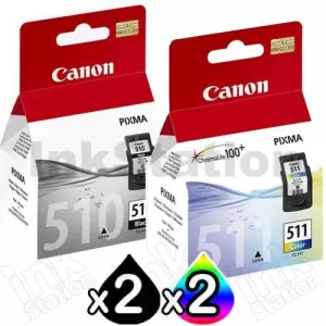 4 Pack Canon PG-510 CL-511 Genuine Ink Cartridges[2BK,2C]