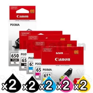 10 Pack Canon PGI-650XL CLI-651XL Genuine High Yield Inkjet Cartridges [2BK,2PBK,2C,2M,2Y]