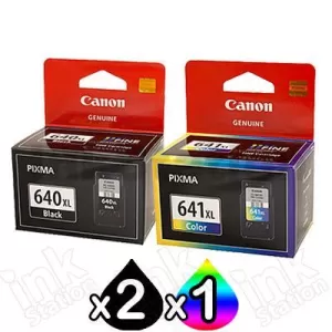 3-Pack Canon PG-640XL, CL-641XL Genuine High Yield Ink Cartridge [2Black + 1Colour]