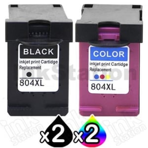 4 Pack HP 804XL Compatible High Yield Inkjet Cartridges T6N12AA + T6N11AA [2BK,2CL]
