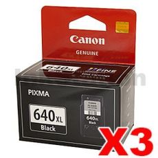 3 x Canon PG-640XL Genuine Black High Yield Ink Cartridge - 400 pages