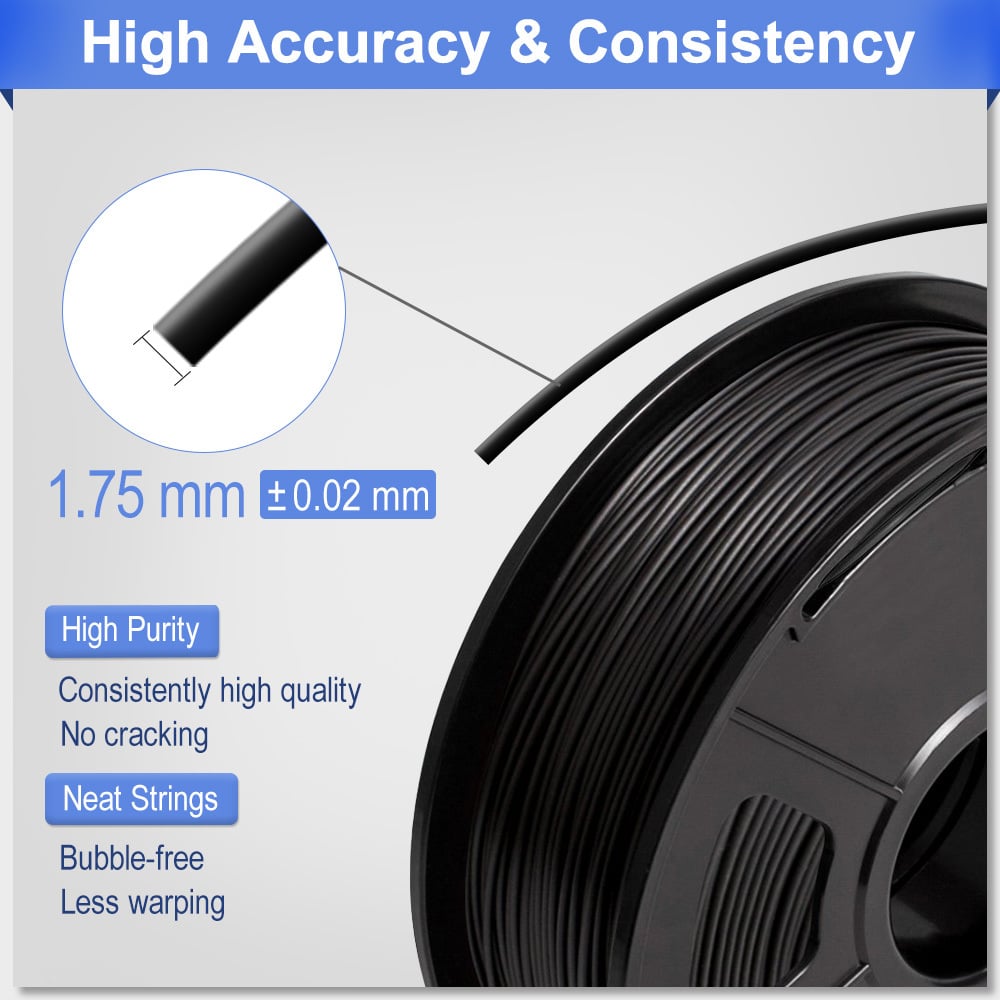 Bobine De Fil Pla 1.75 Mm Noir Consommable Imprimante 3d 1kg Filament  Impression Yoni à Prix Carrefour