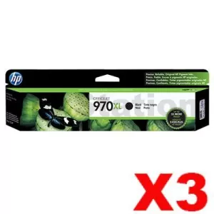 3 x HP 970XL Genuine Black High Yield Inkjet Cartridge CN625AA- 9,200 Pages