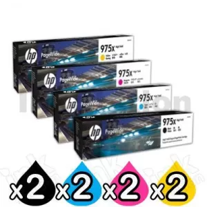 2 sets of 4 Pack HP 975X Genuine High Yield Inkjet Combo L0S00AA - L0S09AA [2BK,2C,2M,2Y]