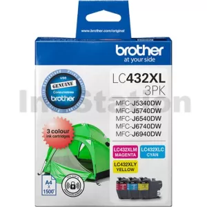 Genuine Brother LC-432XL3PKS High Yield Ink Cartridges Colour Pack [1C, 1M, 1Y]