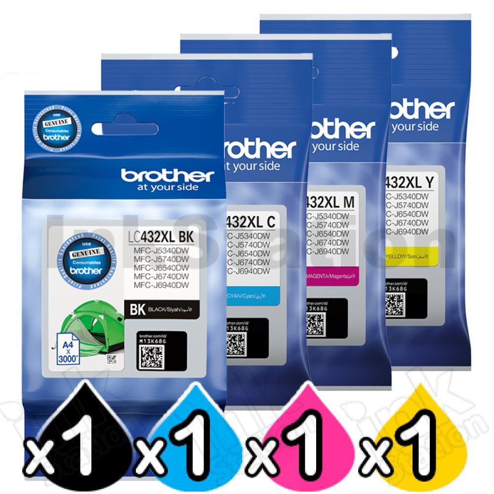 Brother 4 Pack LC432XL Genuine High Yield Ink Cartridges Combo [1BK