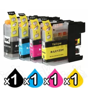 4 Pack Compatible Brother LC-133 Ink Cartridges [1BK,1C,1M,1Y]