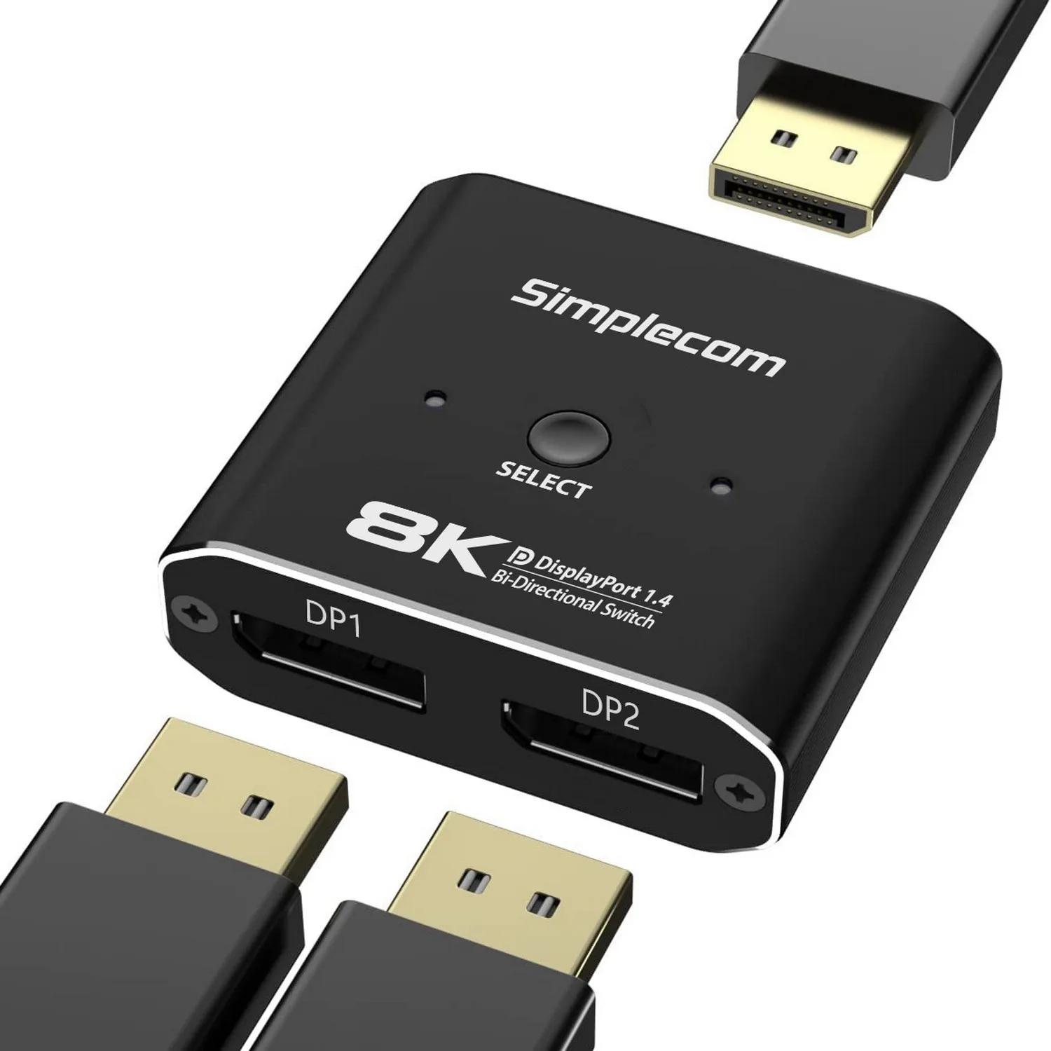 Simplecom Bi-Directional 2 Way DisplayPort Switch Selector DP 1.4 8K ...