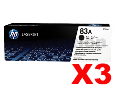 3 x HP CF283A (83A) Genuine Black Toner Cartridge - 1,500 Pages