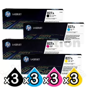 3 Sets of 4 Pack HP CF300A-CF303A (827A) Genuine Toner Cartridges [3BK,3C,3M,3Y]