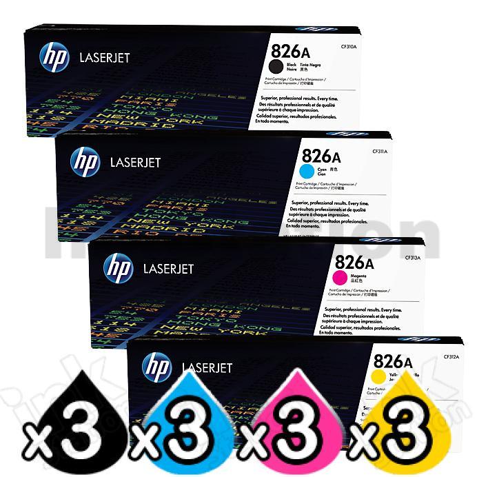 HP 3 Sets of 4 Pack CF310A-CF313A (826A) Genuine Toner Cartridges [3BK ...