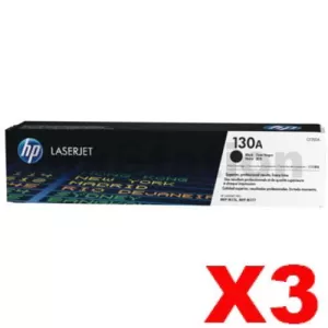 3 x HP CF350A (130A) Genuine Black Toner Cartridge - 1,300 Pages