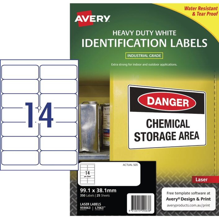 Avery 980054 White Matte Vinyl Laser Rectangle Labels 10up 51 X 96mm L7148 100 Labels10 2152