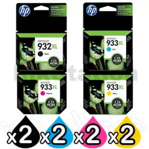 2 sets of 4 Pack HP 932XL + 933XL Genuine High Yield Inkjet Cartridges CN053AA - CN056AA [2BK,2C,2M,2Y]