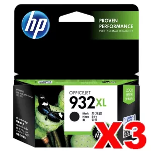 3 x HP 932XL Genuine Black High Yield Inkjet Cartridge CN053AA