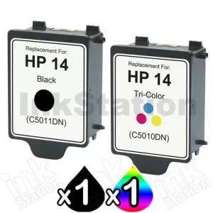 2 Pack HP 14 Compatible Inkjet Cartridges C5010DA+C5011DA [1BK,1CL]