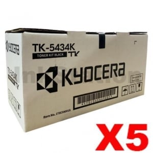 5 x Genuine Kyocera TK-5434K Black Toner Cartridge ECOSYS PA2100, MA2100 - 1,250 pages