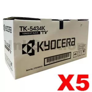5 x Genuine Kyocera TK-5434K Black Toner Cartridge ECOSYS PA2100, MA2100 - 1,250 pages