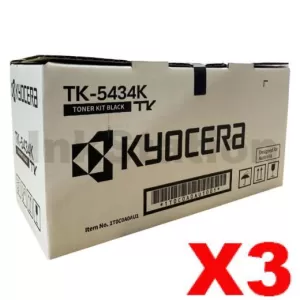 3 x Genuine Kyocera TK-5434K Black Toner Cartridge ECOSYS PA2100, MA2100 - 1,250 pages