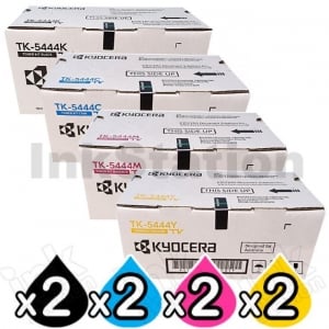2 Sets of 4 Pack Genuine Kyocera TK-5444 Toner Cartridges ECOSYS PA2100, MA2100 [2BK,2C,2M,2Y]