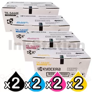 2 Sets of 4 Pack Genuine Kyocera TK-5444 Toner Cartridges ECOSYS PA2100, MA2100 [2BK,2C,2M,2Y]