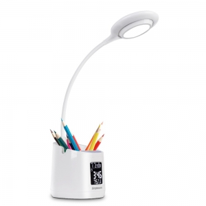 SIMPLECOM EL621 LED Desk Lamp with Pen Holder and Digital Clock Rechargeable main image 1