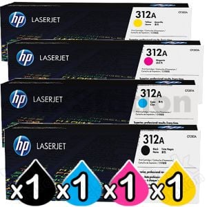 4 Pack HP CF380A-CF383A (312A) Genuine Toner Cartridges [1BK,1C,1M,1Y]