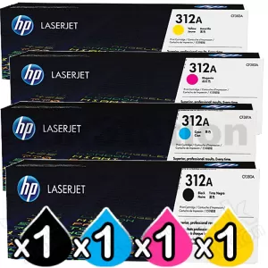 4 Pack HP CF380A-CF383A (312A) Genuine Toner Cartridges [1BK,1C,1M,1Y]