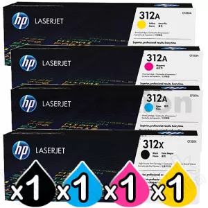 4 Pack HP CF380X-CF383A (312X/312A) Genuine High Yield Toner Cartridges [1BK,1C,1M,1Y]