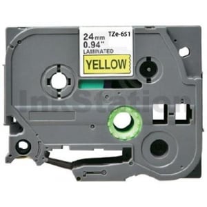 Compatible Brother TZe-651 24mm Black Text on Yellow Laminated Tape - 8 meters