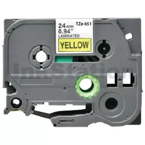 Compatible Brother TZe-651 24mm Black Text on Yellow Laminated Tape - 8 meters