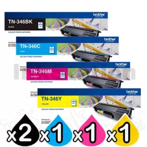 5-Pack Genuine Brother TN-346 High Yield Toner Combo [2BK,1C,1M,1Y]