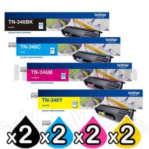 2 sets of 4-Pack Genuine Brother TN-346 High Yield Toner Combo [2BK,2C,2M,2Y]