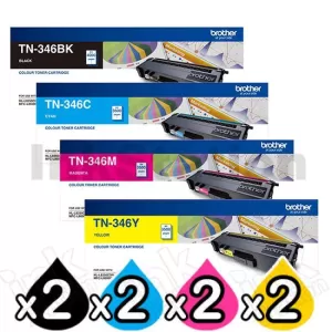 2 sets of 4-Pack Genuine Brother TN-346 High Yield Toner Combo [2BK,2C,2M,2Y]