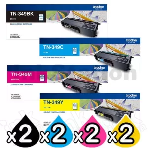 2 sets of 4-Pack Genuine Brother TN-349 Toner Combo [2BK,2C,2M,2Y]