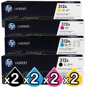 2 sets of 4 Pack HP CF380X-CF383A (312X/312A) Genuine High Yield Toner Cartridges [2BK,2C,2M,2Y]