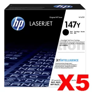 5 x HP 147Y W1470Y Genuine Black Extra High Yield Toner Cartridge - 42,000 Pages