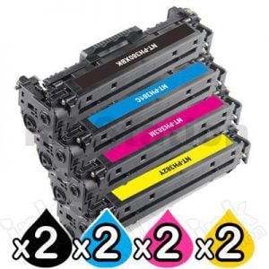 2 sets of 4 Pack HP CF380X-CF383A (312X/312A) Compatible High Yield Toner Cartridges [2BK,2C,2M,2Y]