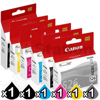 Canon 6-Pack Genuine PGI-525 & CLI-526 Inkjet Combo [1BK,1PBK,1C,1M,1Y ...