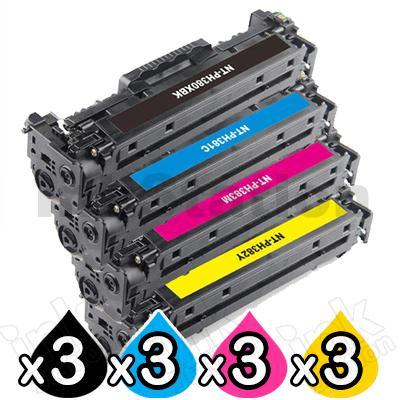 HP 3 sets of 4 Pack CF380X-CF383A (312X/312A) Compatible High Yield ...