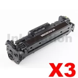 3 x HP CF380X (312X) Compatible Black High Yield Toner Cartridge - 4,400 Pages